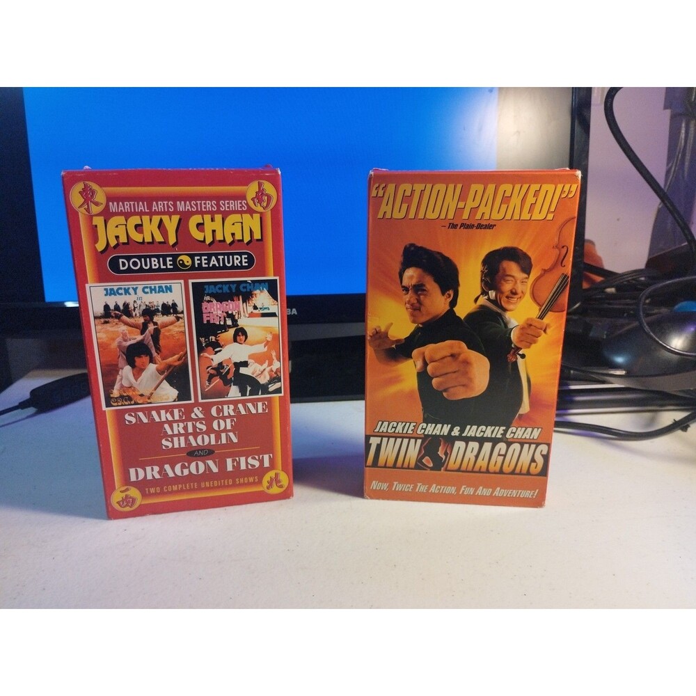 Jackie Chan Lot Of 3 VHS - Twin Dragons, Dragon Fist, Snake & Crane Arts